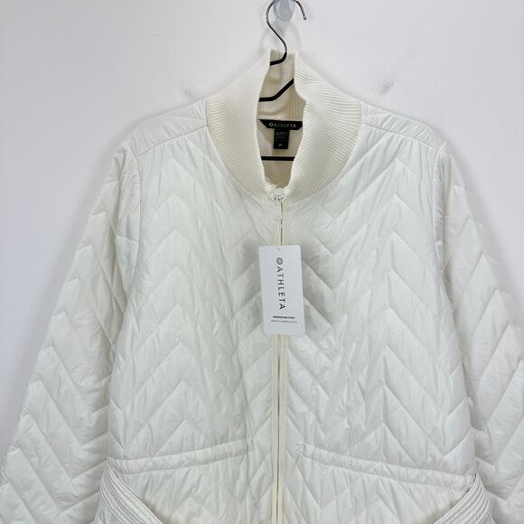 Athleta Mendocino Puffer Coat Quilted White Light Quilted Belted Size 2X NWT - Picture 11 of 16